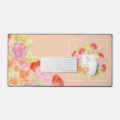 Aangepaste Zomer Pastel Waterverf Kunst Bloemen Pa Bureaumat (Keyboard & Muis)