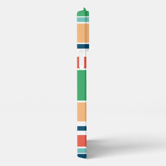 Aangepaste Zomer Sinaasappel Donkerblauw Groen Str iPhone Hoesje (Rechterkant)