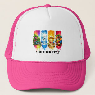 Aangepaste zomer strand waterverf elegant trucker pet