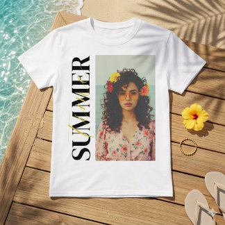 Aangepaste ZOMER Vibes Foto Collage Verticale Tek T-shirt