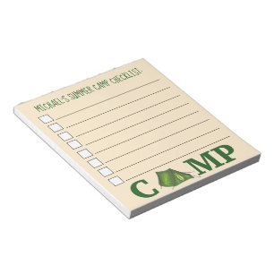 Aangepaste zomercamp Checklist Green Tent Notitieblok
