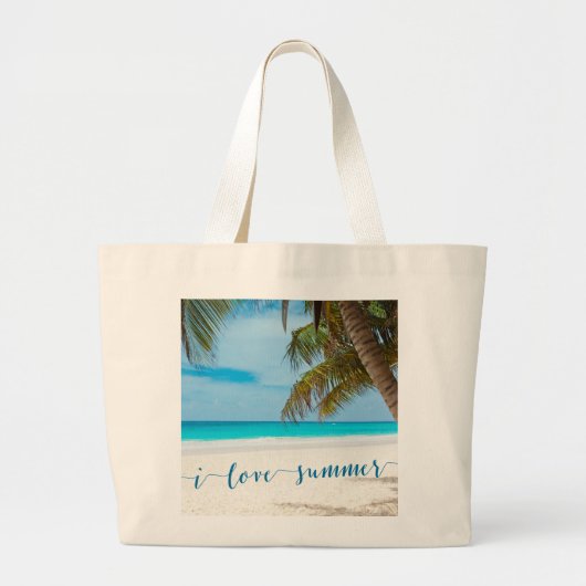 Aangepaste zomergrote beach bags I Love Summer Grote Tote Bag (Voorkant)