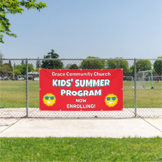 Aangepaste zomerkamp banner voor kerk Sunshine