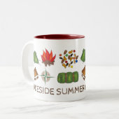 Aangepaste zomerkamp Tent Fire Trail Mix Compass Tweekleurige Koffiemok (Voorkant links)