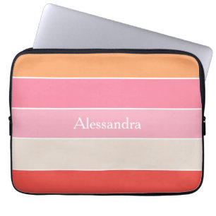 Aangepaste Zomerkleuren Kleurenblok Strepen Laptop Sleeve