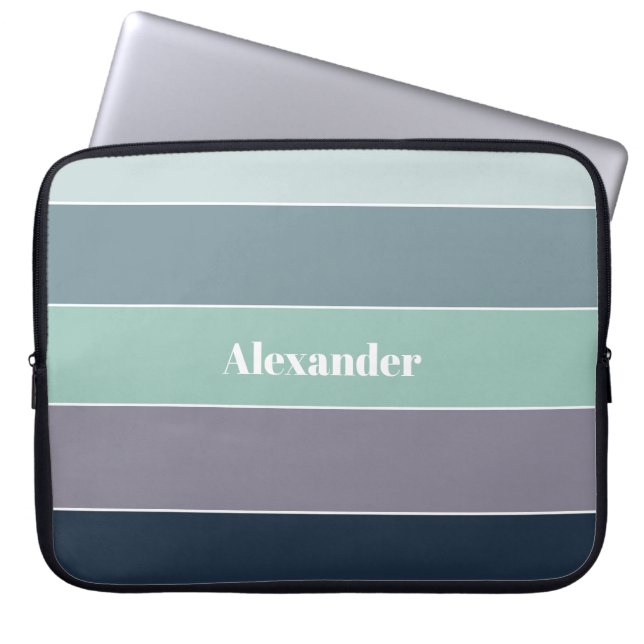Aangepaste Zomerkleuren Kleurenblok Strepen Laptop Sleeve (Voorkant)