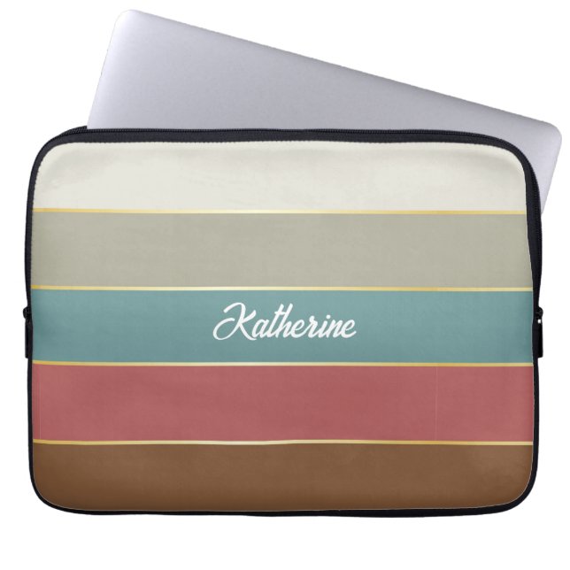 Aangepaste Zomerkleuren Kleurenblok Strepen Laptop Sleeve (Voorkant)