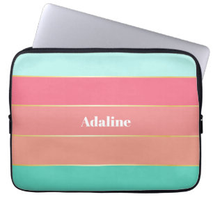Aangepaste Zomerkleuren Kleurenblok Strepen Laptop Sleeve