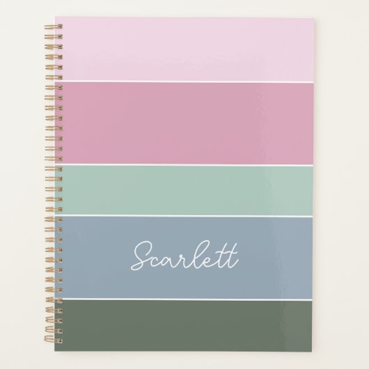 Aangepaste Zomerkleuren Kleurenblok Strepen Planner (Voorkant)