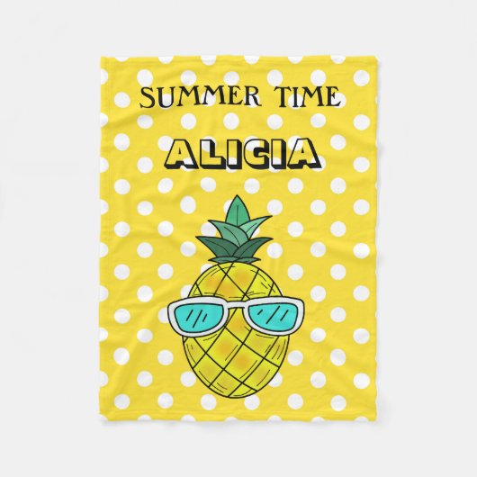 Aangepaste zomertijdnaam ananas fleece deken (Voorkant)