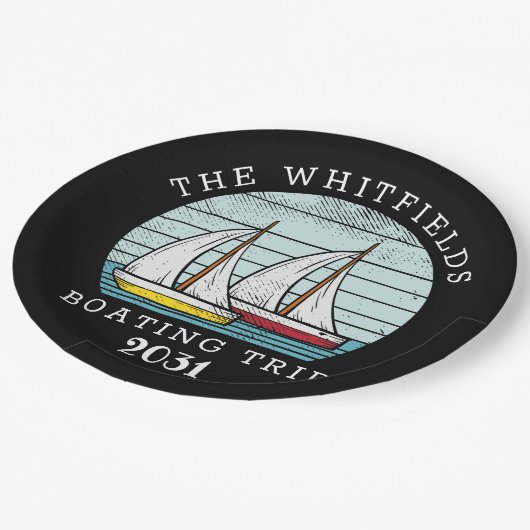 Aangepaste zomervakantie voor boetesailing papieren bordje (Gekanteld)