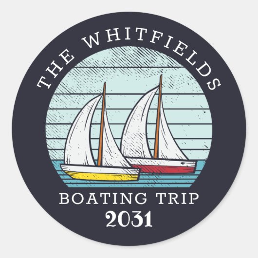Aangepaste zomervakantie voor boetesailing ronde sticker (Voorkant)