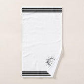 Aangepaste zon maan & drie zwarte strepen op wit bad handdoek (Handdoek)