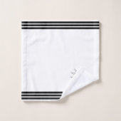 Aangepaste zon maan & drie zwarte strepen op wit bad handdoek (Wasdoekje)