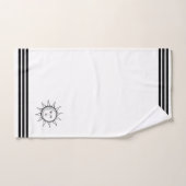 Aangepaste zon maan & drie zwarte strepen op wit bad handdoek (Handdoek)
