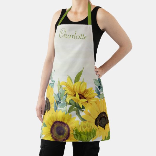 Aangepaste zonnebloem aquarelillustratie schort (Insitu)