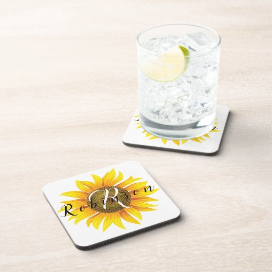 Aangepaste zonnebloem bier onderzetter (Rechterzijde)