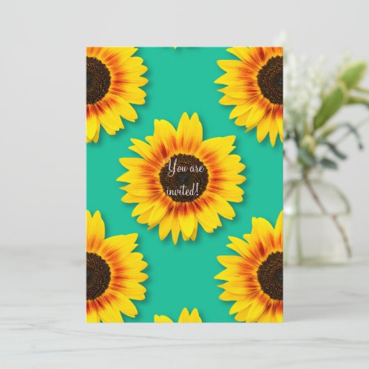 Aangepaste zonnebloem bloemen papier feest  kaart (Staand voorkant)