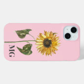 Aangepaste zonnebloem botanische illustratie monog Case-Mate iPhone case (Achterkant (horizontaal))