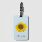 Aangepaste zonnebloem - Floral Blue Bagagelabel (Voorkant (verticaal))
