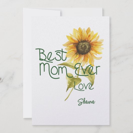 Aangepaste Zonnebloem Moederdag Kaart - Beste Mam (Voorkant)