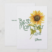 Aangepaste Zonnebloem Moederdag Kaart - Beste Mam (Voorkant / Achterkant)