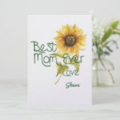 Aangepaste Zonnebloem Moederdag Kaart - Beste Mam (Staand voorkant)
