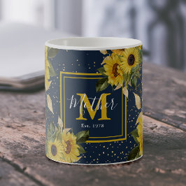 Aangepaste Zonnebloem Monogram Moeder Est. Cadeau Koffiemok