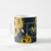 Aangepaste  Zonnebloem Monogram Moeder Est. Cadeau Koffiemok (Voorkant links)
