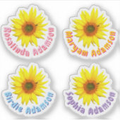 Aangepaste Zonnebloem Naam Stickers (Waterbestendi (Voorkant)