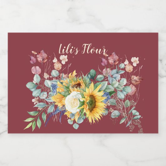 Aangepaste zonnebloem opslag voedselcontainer etiket (Enkel label)