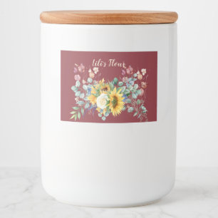 Aangepaste zonnebloem opslag voedselcontainer etiket