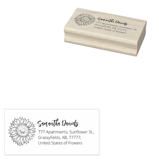 Aangepaste Zonnebloem Retour Adres Rubber Stamp Rubberstempel (Gestempeld)