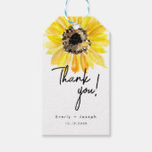 Aangepaste Zonnebloem waterverf bruiloft dank u Cadeaulabel (Voorkant)