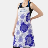 Aangepaste Zonnebloemen Blauw Schort (Insitu)