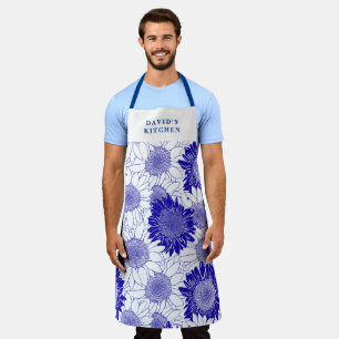 Aangepaste Zonnebloemen Blauw Schort