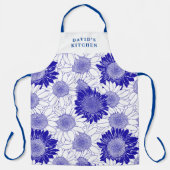 Aangepaste Zonnebloemen Blauw Schort (Voorkant)