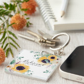 Aangepaste zonnebloemen Bridesmaids Giften Naam to Sleutelhanger (Voorkant Rechts)