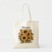 Aangepaste Zonnebloemen canvas tas, Gift voor Vrou Tote Bag (Voorkant)