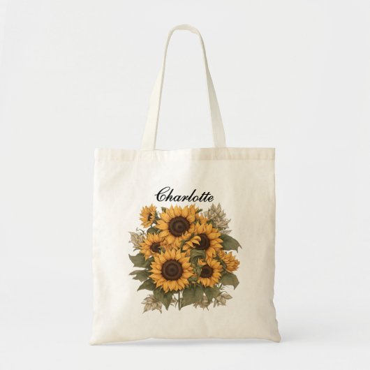 Aangepaste Zonnebloemen canvas tas, Gift voor Vrou Tote Bag (Voorkant)