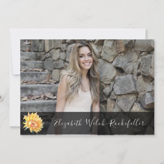 Aangepaste zonnebloemen Goed Luck Retirement Party Kaart (Achterkant)