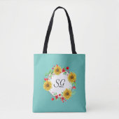 Aangepaste zonnebloempitten voor monogram tote bag (Voorkant)