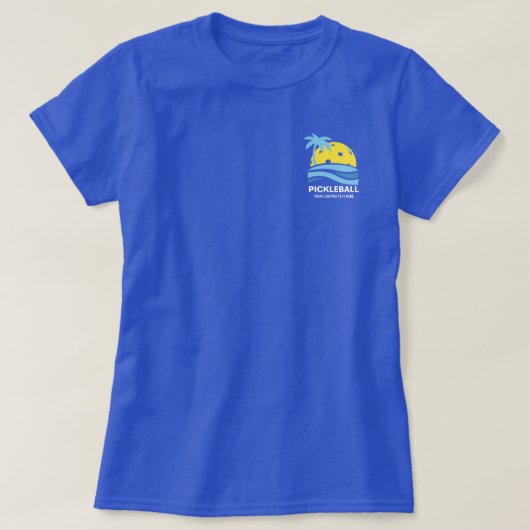 Aangepaste zonnepanm met pickleball Tropical Palm  T-shirt (Design voorkant)