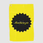 Aangepaste Zonnige Gele Golf Handdoek met Naam en  (Voorkant)