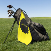 Aangepaste Zonnige Gele Golf Handdoek met Naam en  (Groen)