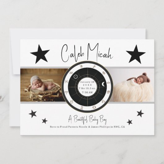 Aangepaste zonodig bord & muis foto geboorteaankon kaart (Voorkant)