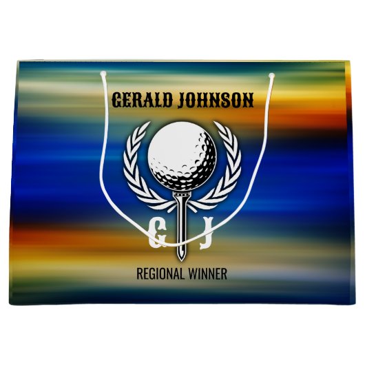 Aangepaste zonsondergang Golf Monogram Ontwerp Groot Cadeauzakje (Voorkant)