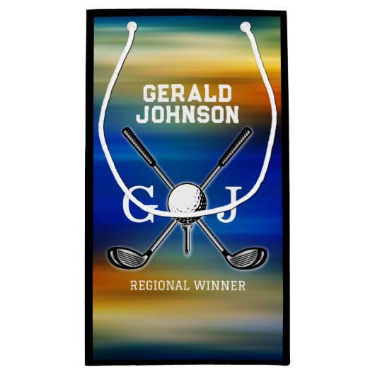 Aangepaste zonsondergang Golf Monogram Ontwerp Klein Cadeauzakje (Achterkant)