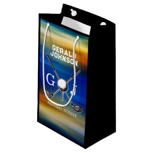 Aangepaste zonsondergang Golf Monogram Ontwerp Klein Cadeauzakje (Voorkant Gekanteld)