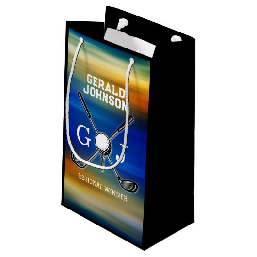 Aangepaste zonsondergang Golf Monogram Ontwerp Klein Cadeauzakje (Achterkant Gekanteld)